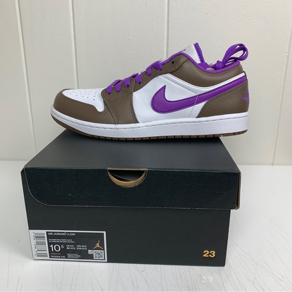 Nike Air Jordan 1 Low Purple Mocha Brown Shoes 553558-215 Men's Size 10.5 NEW - Picture 1 of 5